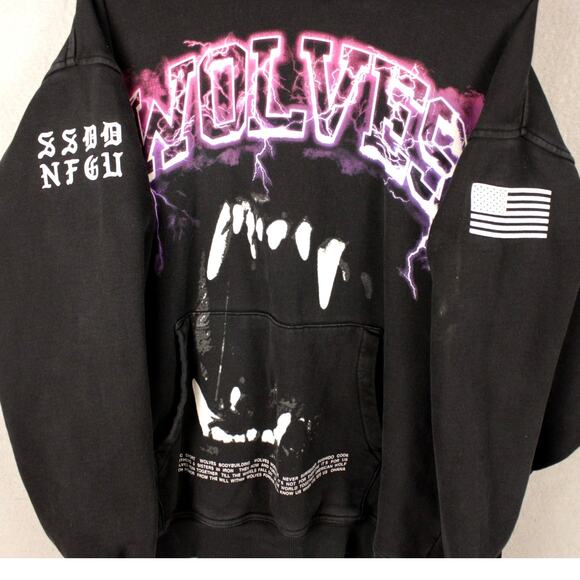 Darc Sport Wolves Club Blood Thunder Spellout Hoodie Fangs Sz L Pink/Purple/Blk - Picture 4 of 11